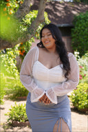 MARINA White Ruffle Shirred Top