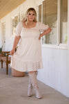 LEAH Ivory Smocked Boho Dress