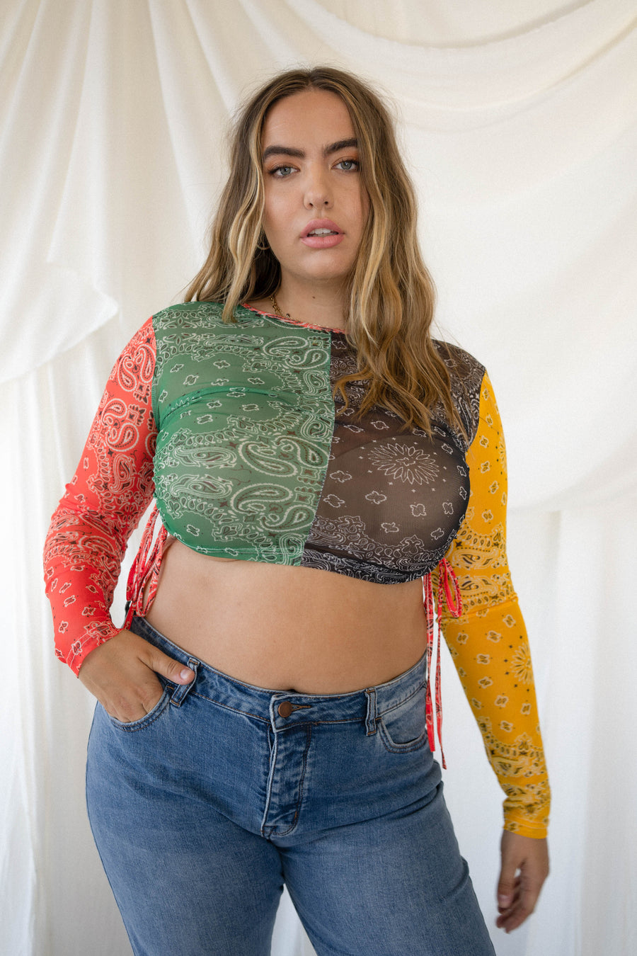 BONNIE Multi Color Paisley Crop Top