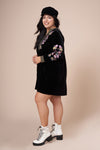 ZIGGY Black Velvet Embroidered Dress