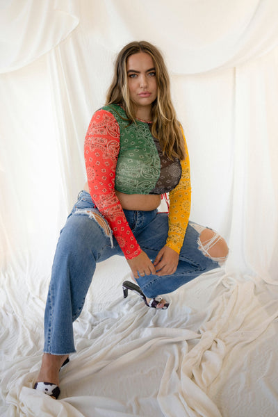 BONNIE Multi Color Paisley Crop Top