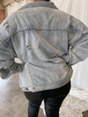 STUDDED Oversized Denim Jacket with Silver Studs