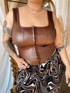 BREE Brown Faux Leather Corset Top