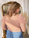 VIVIANA Nude Sheer Sleeve Top