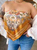COCO Mustard Print Scarf Satin Bandana Top