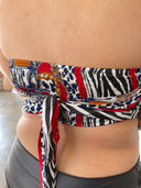 COCO Black Zebra Print Satin Bandana Top