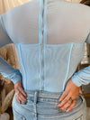 ASHLEY Baby Blue Sheer Mesh Corset