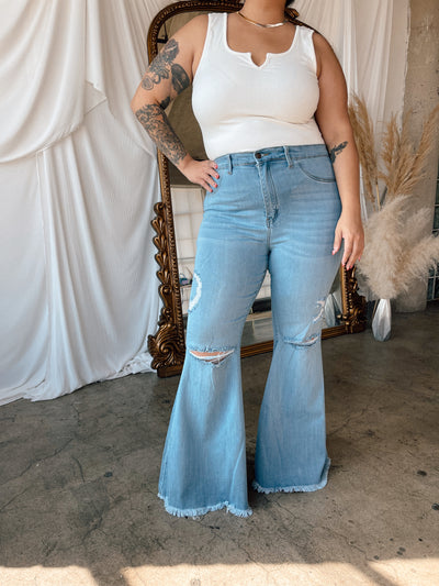 DYLAN Light Wash Denim Flares