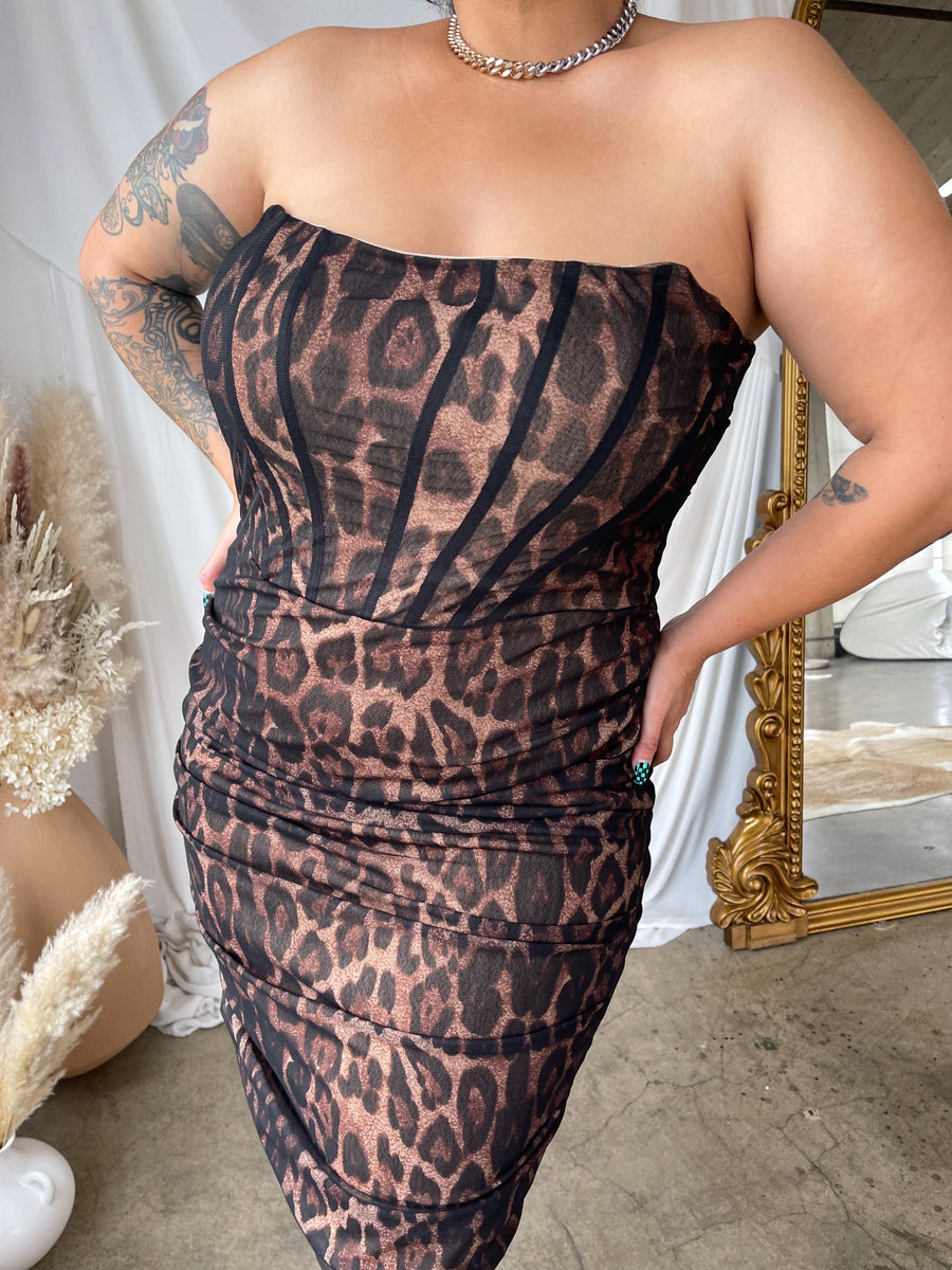 ELIZA Leopard Print Corset Dress