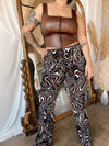 WAVEY Brown Swirl Print Pants