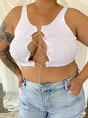 HEAT WAVE White Soft Ribbed Tank with Diamond Strand Tie