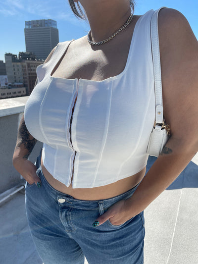 BREE White Cotton Corset Top