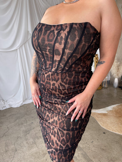 ELIZA Leopard Print Corset Dress