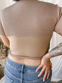 NADIA Tan Cotton Ribbed Top