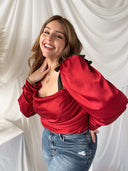 CHANTELL Red Satin Body Suit