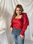 CHANTELL Red Satin Body Suit