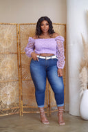 MERCY Lavender Smocked Lace Top