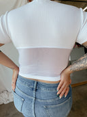 NADIA White Cotton Ribbed Top