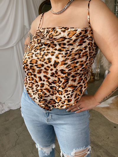 SAMMIE Leopard Scarf Top with Straps