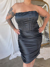 ELIZA Black Satin Corset Dress