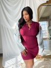 LEAH Burgundy Short Sleeve Polo Dress