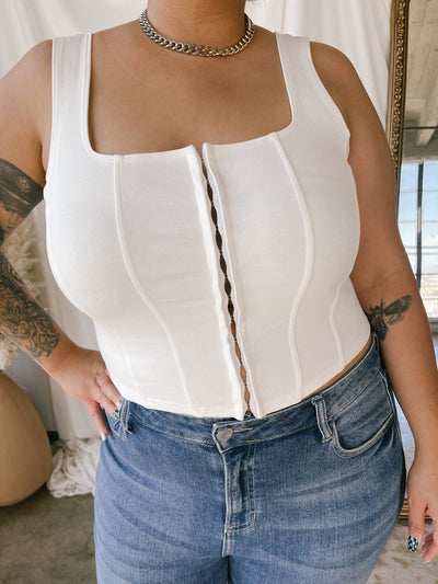 BREE White Cotton Corset Top